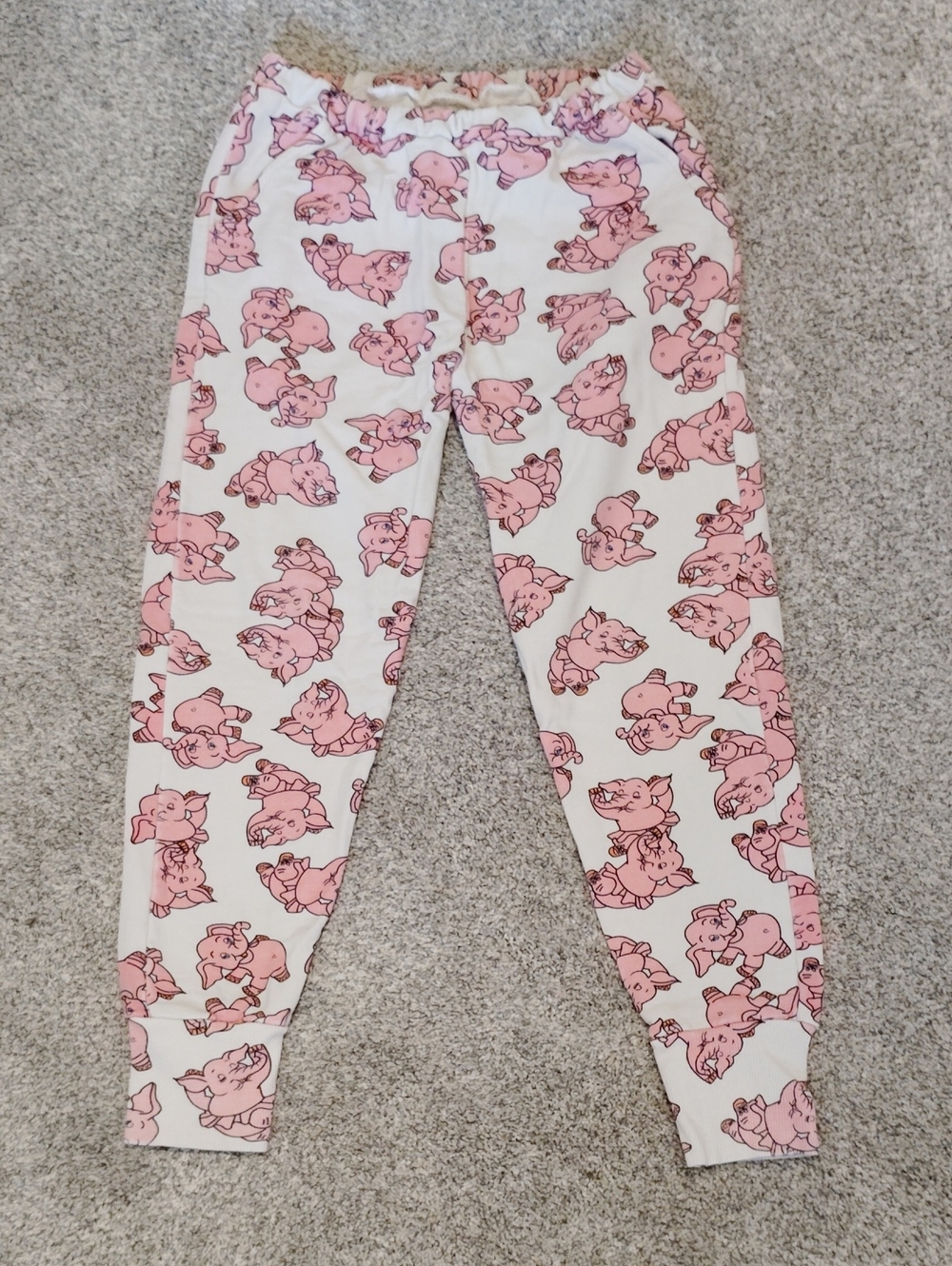 Kids Pink Pig Print Jogger Sweatpants